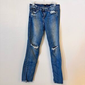 Joe's Womens Distressed Straight Jeans Denim Medium Wash Stretch Blue Size 29